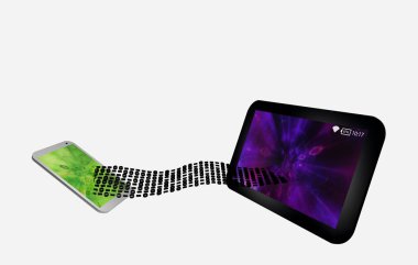 Bir tablet ile bir cep telefonu arasında bilgi aktarmak.