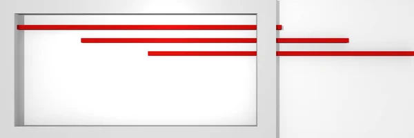 Website header in 3d, with box shape and stripes in red and white