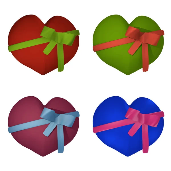 Collection of Valentine hearts with a bow. — Stock Photo, Image