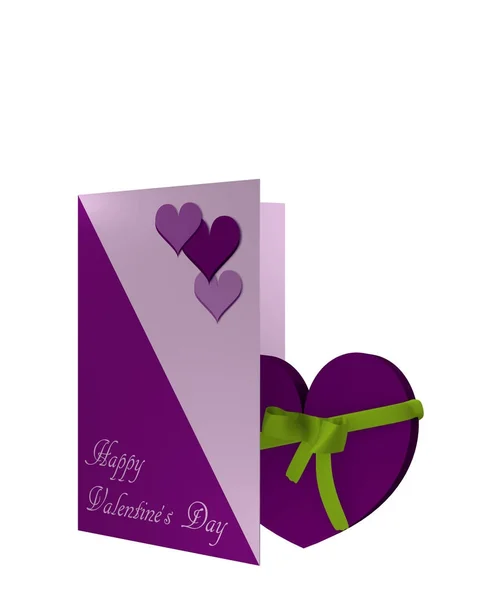 Biglietto di San Valentino con cuore viola — Foto Stock