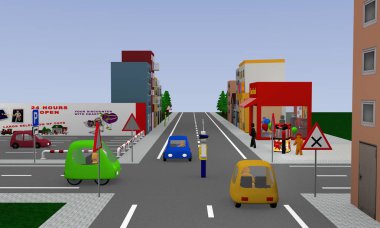 Şehir manzaralı bir polis memuru tarafından trafik kontrolü ile. 