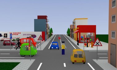 Trafik kontrol hala bekliyor bir polis tarafından Şehir Manzaralı