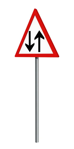 德国交通标志: 向前交通, 被隔绝在白色 — 图库照片
