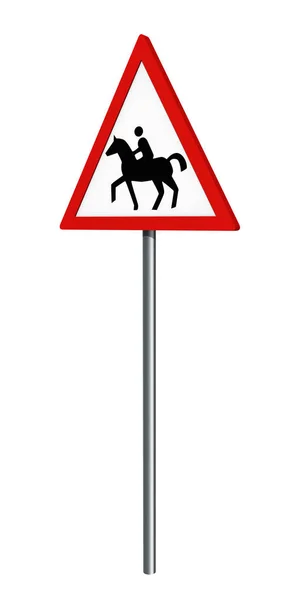 Немецкий дорожный знак: всадник, изолированный на белом — стоковое фото