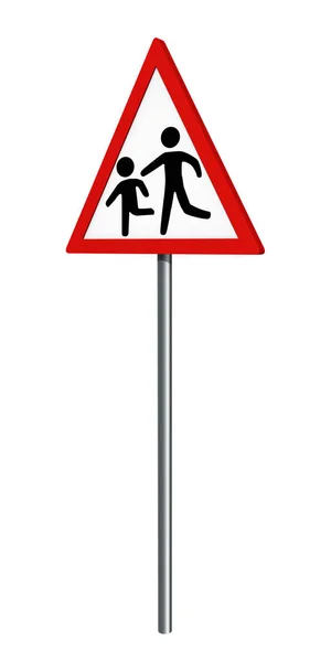 Deutsches Verkehrszeichen: spielende Kinder, vereinzelt auf weiß — Stockfoto