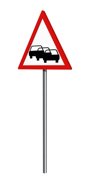 Alman trafik işaretleri: trafik sıkışıklığı, üzerinde beyaz izole — Stok fotoğraf