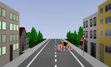 Şantiye, inşaat site üye ve evleri olan yol.