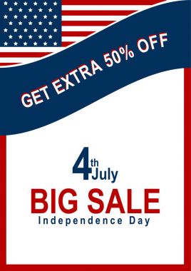 Amerikan bayrağı ile vektör satışı el ilanı.