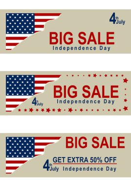 Bağımsızlık günü Amerikan bayrağı ile için set satışı büyük başlığı. 