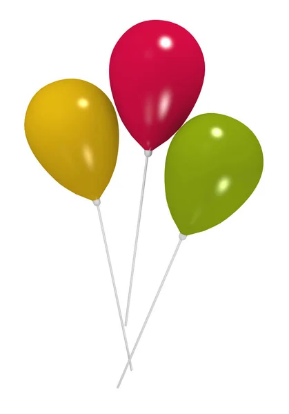 Balloons in yellow, pink and green isolated on white. — Stock Photo, Image