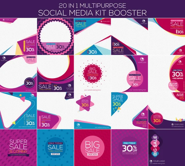 Multipurpose social media kit booster — Stock Vector