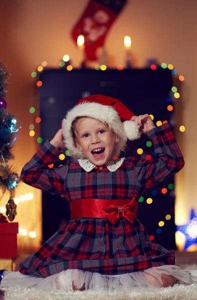 Menina comemorando o Natal — Fotografia de Stock