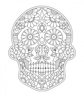 el Meksika şeker kafatası desenli yüzünde izole vektör dosyası olarak çizilmiş