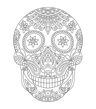 el Meksika şeker kafatası desenli yüzünde izole vektör dosyası olarak çizilmiş