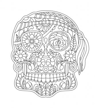 el Meksika şeker kafatası desenli yüzünde izole vektör dosyası olarak çizilmiş