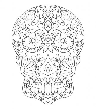 el Meksika şeker kafatası desenli yüzünde izole vektör dosyası olarak çizilmiş