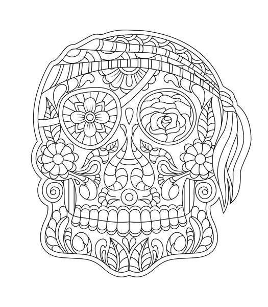 Hand Drawn Mexican Sugar Skull Pattern Face Isolated Vector File — Stock Vector