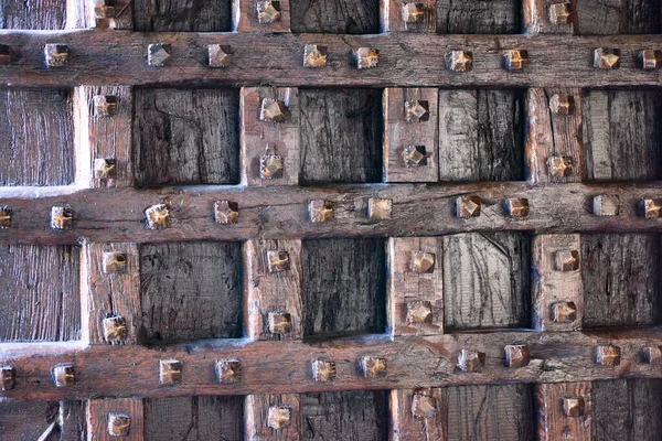 Detail Ancient Wooden Entrance Door Nails Church San Francesco Assisi — стоковое фото