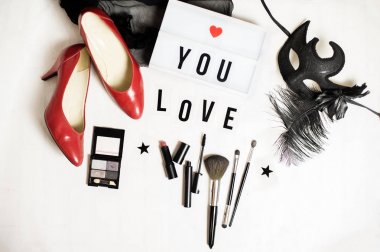 kadın moda aksesuarları için Üstten Görünüm