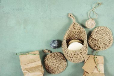 Çevre dostu temizlik seti organik sabun jübile bezi. Sıfır atık, plastiksiz