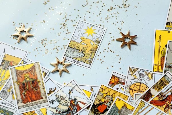 Tarot card major arcana - вид зверху на площину. — стокове фото