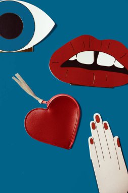 insan vücudu parçaları ve organlarının moda trendi için çağdaş nesnelerin kolajı