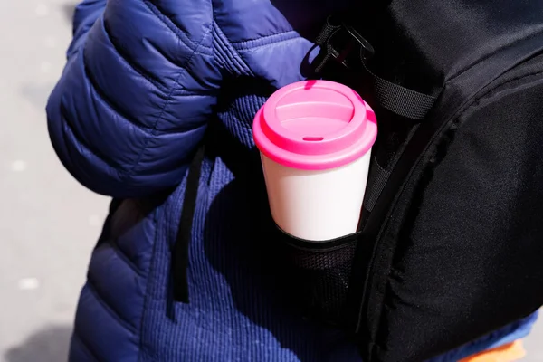 Take your coffee to-go with reusable travel mug. Zero waste. Sustainable lifestyle concept. — 스톡 사진