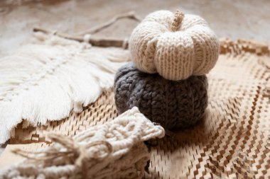 Küçük yün balkabağı oyuncakları ördüm.