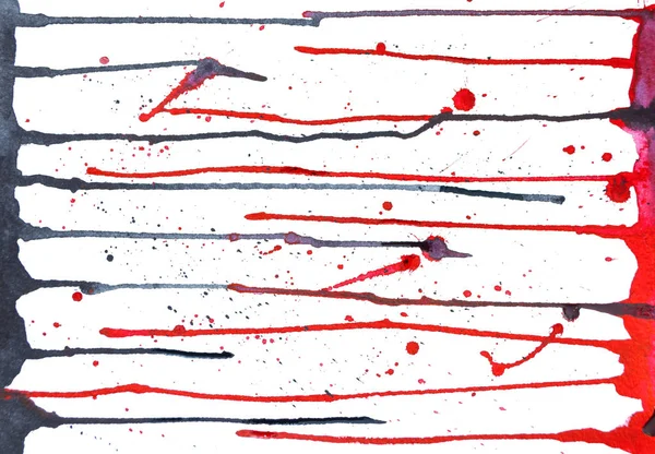 Akvarell Horisontella Röda Och Svarta Textur Med Stänk Och Droppar — Stockfoto