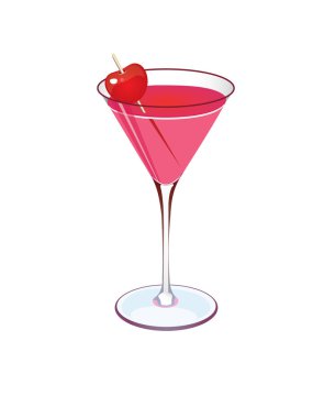 Beyaz zemin üzerine kırmızı martini bir kiraz ile-izole
