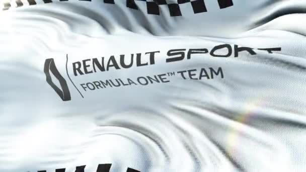 Renault Flag Waving Sun Seamless Loop Highly Detailed Fabric Texture — Stock Video