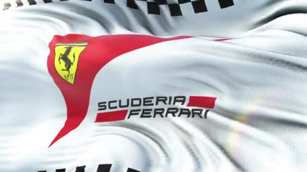 Ferrari Mávání Vlajkami Slunci Bezešvá Smyčka Vysoce Detailní Textilie Textura — Stock video