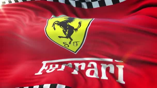 Bandeira Ferrari Acenando Sol Loop Sem Costura Com Textura Tecido — Vídeo de Stock