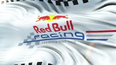 Red Bull F1 bayrak sallayarak tarih Pzr. Dağlık mufassal kumaş dokusu ile sorunsuz döngü