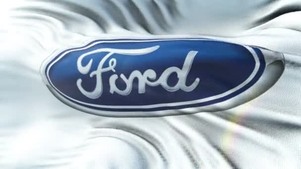 Ford Flagga Vajande Solen Sömlös Loop Med Mycket Detaljerade Tyg — Stockvideo