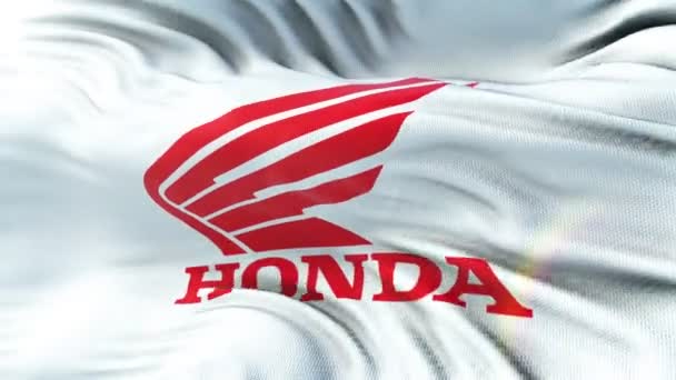 Honda Motors Bandera Ondeando Sol Lazo Sin Costura Con Textura — Vídeos de Stock