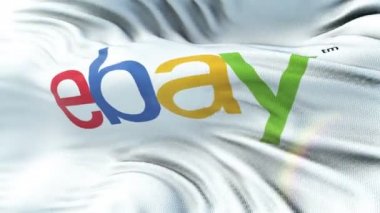 Ebay bayrak sallayarak tarih Pzr. Dağlık mufassal kumaş dokusu ile sorunsuz döngü. Hazır 4 k çözünürlükte döngü.