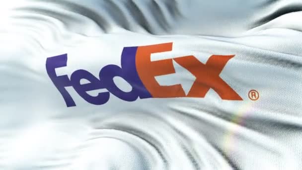 Fedex Σημαία Κυματίζει Στον Ήλιο Αδιάλειπτη Βρόχο Ιδιαίτερα Λεπτομερή Ύφασμα — Αρχείο Βίντεο