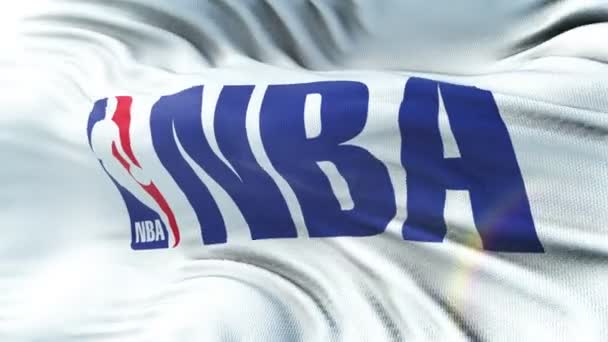 Nba Σημαία Κυματίζει Στον Ήλιο Αδιάλειπτη Βρόχο Ιδιαίτερα Λεπτομερή Ύφασμα — Αρχείο Βίντεο