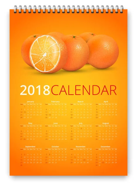 Calendrier 2018 vecteur — Image vectorielle