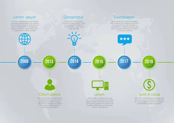 Plantilla de vector de línea de tiempo de infografías 5 pasos — Vector de stock