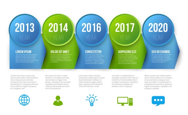 Modèle vectoriel de chronologie infographie 5 étapes — Image vectorielle