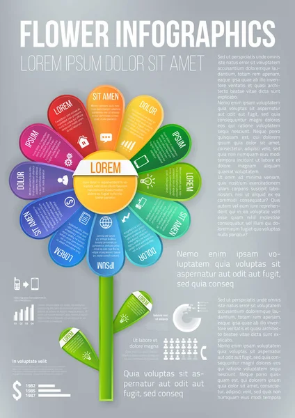 Blomma stil infographic diagram alternativ menyn — Stock vektor