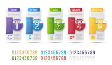 İş infographics kartları veya simgeler kümesi etiketleri