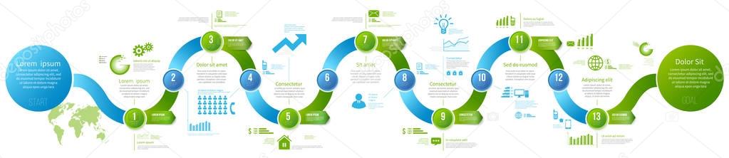 Infographics arrow timeline hystory template