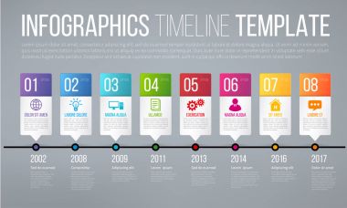 Zaman çizelgesini veya seçenekleri infographics şablonu ile 8 adımlar