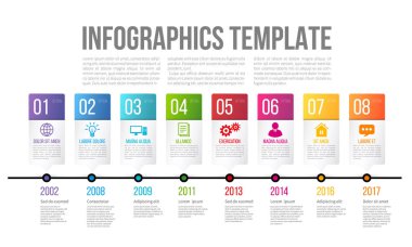 Zaman çizelgesini veya seçenekleri infographics şablonu ile 8 adımlar