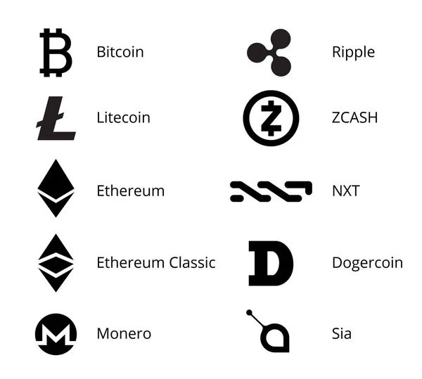 Cryptocurrency Logo Set — Stock Vector