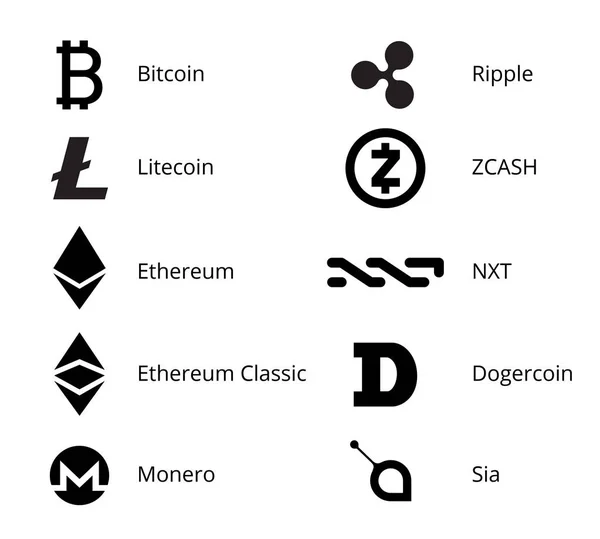 Criptomoeda Logo Set — Vetor de Stock