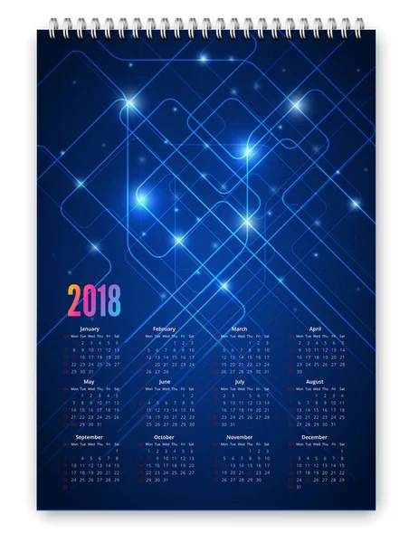 Kalendář 2018 vektor — Stockový vektor